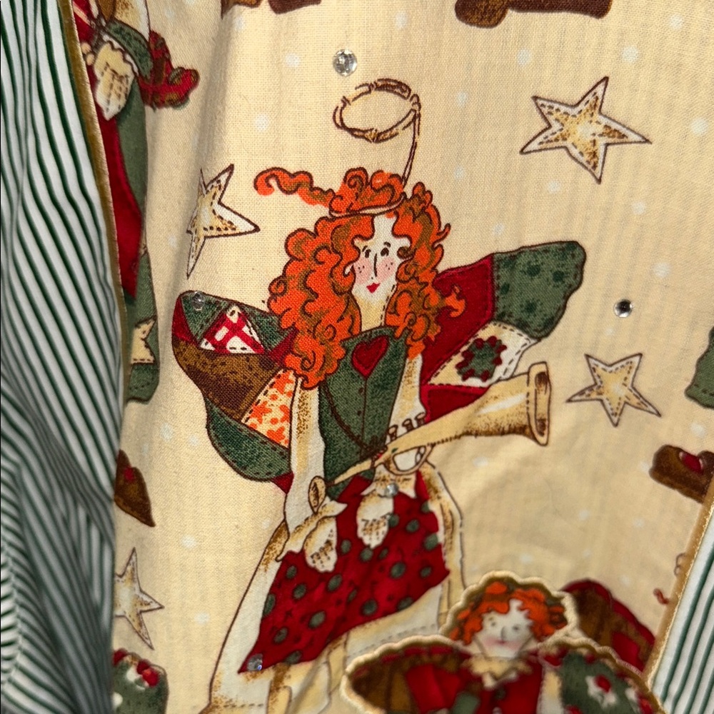 Vintage Quaker Factory Striped button down fairy core Shirt with quilted look 2x - Picture 7 of 11